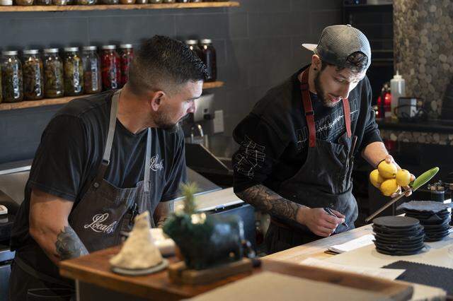 Owner Chris Barnum-Dann, left, works with his kitchen staff to prepare for Localis’ return of brunch service at their restaurant in Sacramento on Sunday, Feb. 22, 2026. He is at the center of controversy over accusations of sexual harassment, belittlement and wage theft.